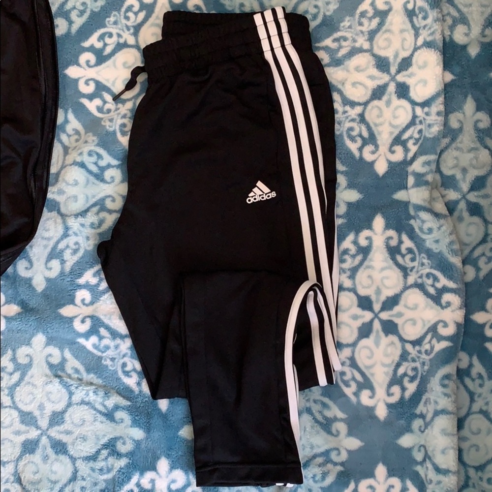 Long black Adidas track pants